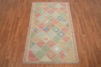 Bohemian Chic: Soft Pastel Geometric Kilim Rug 3x5