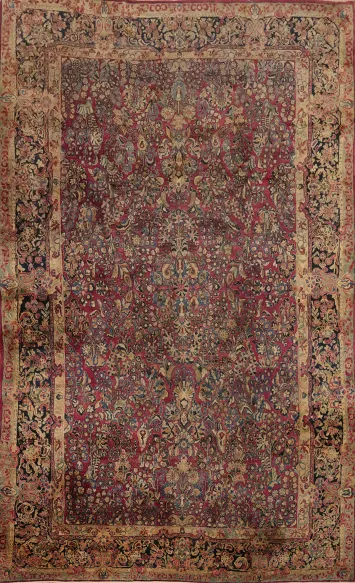 Antique Vegetable Dye Sarouk Persian Large Rug 10x17