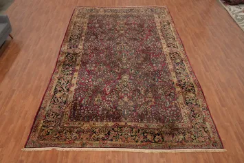 Antique Vegetable Dye Sarouk Persian Large Rug 10x17
