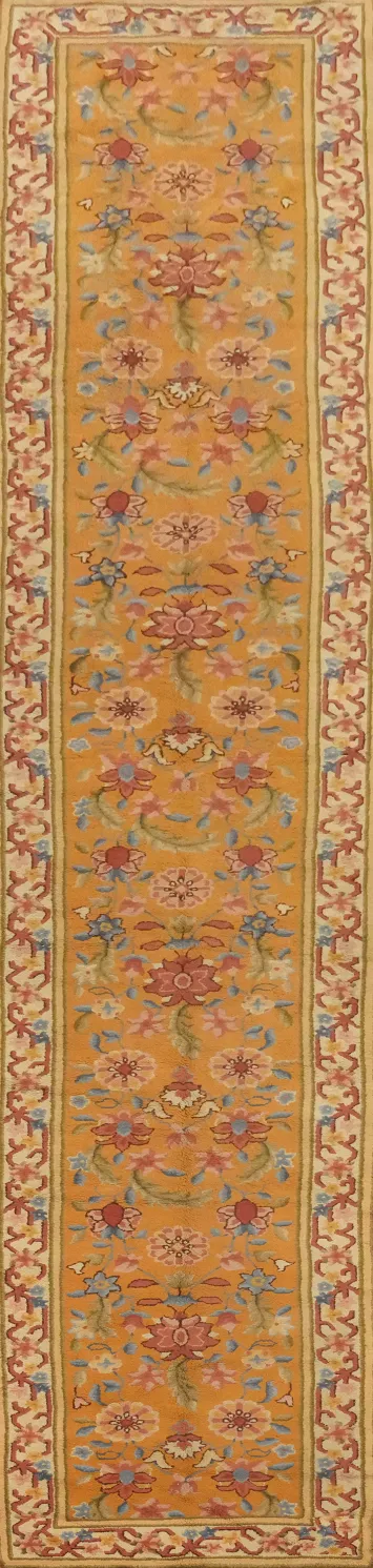 Pre-1900 Antique Aubusson Vegetable Dye Runner Rug 5x29