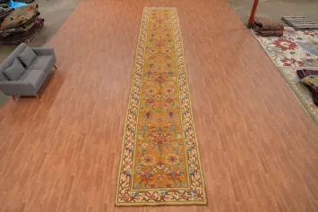 Pre-1900 Antique Aubusson Vegetable Dye Runner Rug 5x29