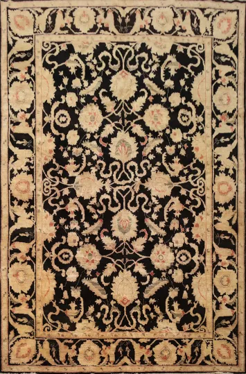 Black Floral Agra Oriental Area Rug 8x11