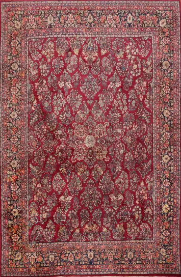 Antique Vegetable Dye Sarouk Persian Large Rug 14x17
