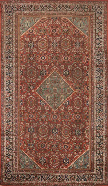 Pre-1900 Antique Mahal Persian Large Rug 10x17