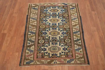 Pre-1900 Antique Kazak Vegetable Dye Rug 3x4