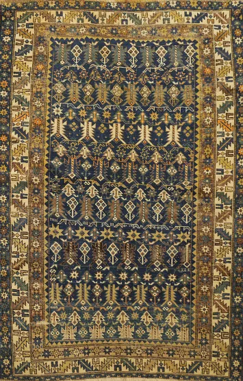 Pre-1900 Antique Kazak Vegetable Dye Rug 4x5