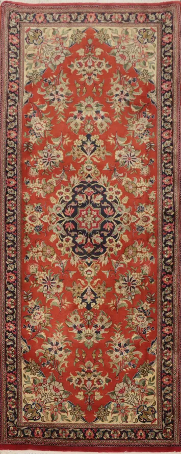 Vegetable Dye Qum Persian Runner Rug 2x7