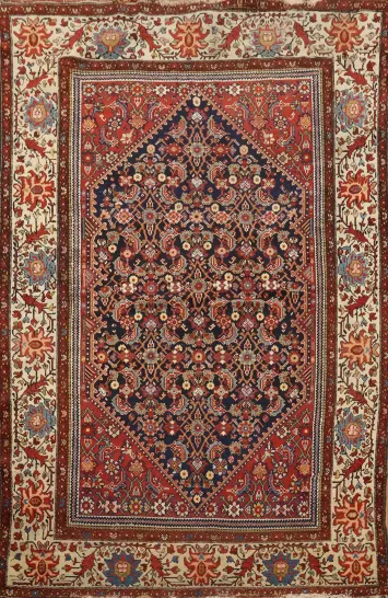 Pre-1900 Antique Vegetable Dye Malayer Persian Rug 4x7