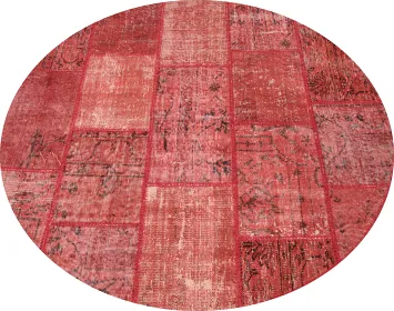 Distressed Modern Patchwork Round Area Rug 5x5