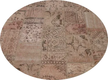 Distressed Modern Patchwork Round Area Rug 5x5