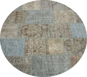 Distressed Modern Patchwork Round Area Rug 5x5