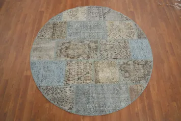 Distressed Modern Patchwork Round Area Rug 5x5