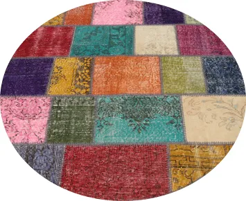Patchwork Round Area Rug 5x5 Perfect for Bold and Colorful Spaces