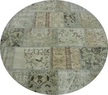 Distressed Modern Patchwork Round Area Rug 5x5
