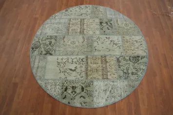 Distressed Modern Patchwork Round Area Rug 5x5