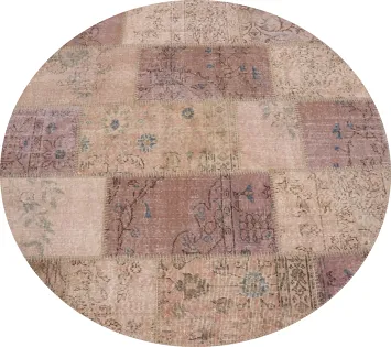 Distressed Modern Patchwork Round Area Rug 5x5