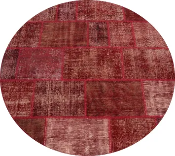 Distressed Modern Patchwork Round Area Rug 5x5