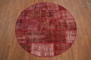 Distressed Modern Patchwork Round Area Rug 5x5