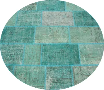 Distressed Modern Patchwork Round Area Rug 5x5