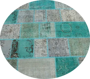 Distressed Modern Patchwork Round Area Rug 5x5
