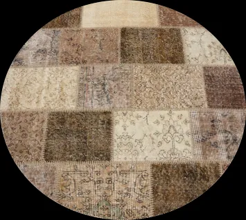 Distressed Modern Patchwork Round Area Rug 5x5