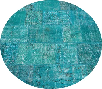 Distressed Modern Patchwork Round Area Rug 5x5