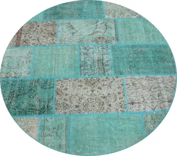 Turquoise Patchwork Round Area Rug 5x5 for a Chic Living Room