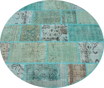 Elegant Toned Patchwork Round Rug 5x5 for Modern Living Spaces