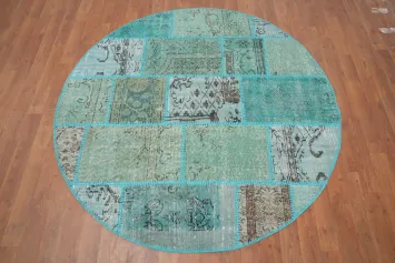 Elegant Toned Patchwork Round Rug 5x5 for Modern Living Spaces