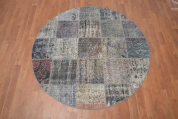 Distressed Modern Patchwork Round Area Rug 5x5