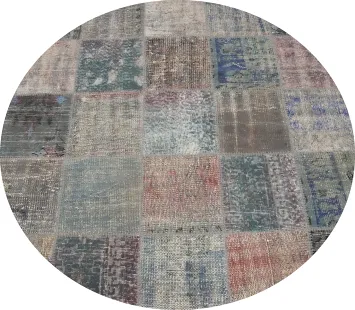 Vibrant Patchwork Round Rug 5x5 for Artistic Living Spaces
