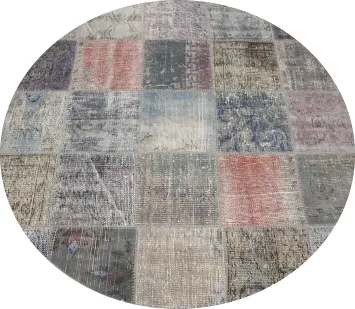 Distressed Modern Patchwork Round Area Rug 5x5