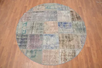 Distressed Modern Patchwork Round Area Rug 5x5