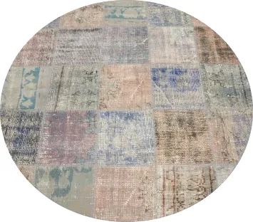 Distressed Modern Patchwork Round Area Rug 5x5
