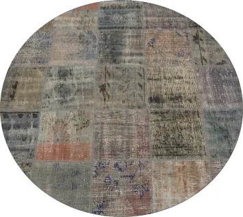 Bohemian Patchwork Round Area Rug 5x5 with Rustic and Cozy Feel