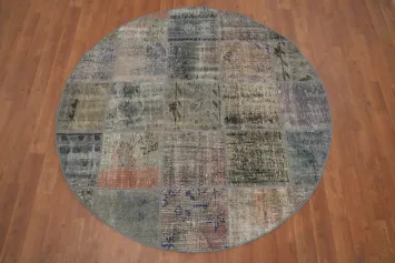 Bohemian Patchwork Round Area Rug 5x5 with Rustic and Cozy Feel