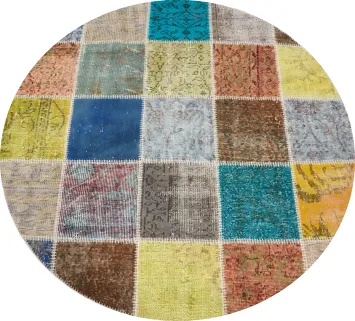 Colorful Patchwork Round Area Rug 5x5 for a Cozy Rustic Look