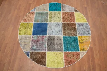 Colorful Patchwork Round Area Rug 5x5 for a Cozy Rustic Look