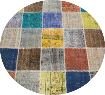 Bold and Artistic Patchwork Round Rug 5x5 for Enhancing Room Decor