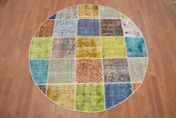 Bold and Colorful Patchwork Round Area Rug 5x5 for a Standout Look