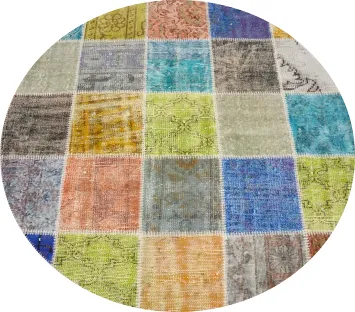 Distressed Modern Patchwork Round Area Rug 5x5
