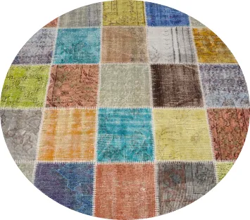 Colorful Patchwork Round Area Rug 5x5 for a Vibrant Living Room Style