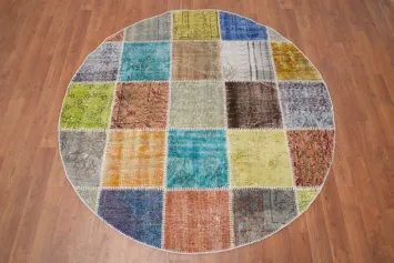 Colorful Patchwork Round Area Rug 5x5 for a Vibrant Living Room Style