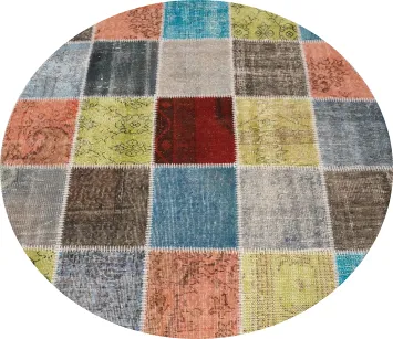 Vibrant Patchwork Round Area Rug 5x5 for Eclectic Home Decor
