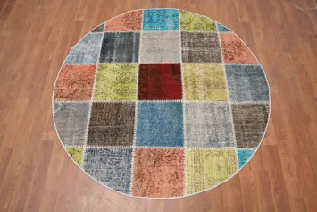 Vibrant Patchwork Round Area Rug 5x5 for Eclectic Home Decor