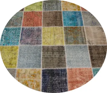 Modern Patchwork Round Area Rug 5x5 Perfect Statement Piece