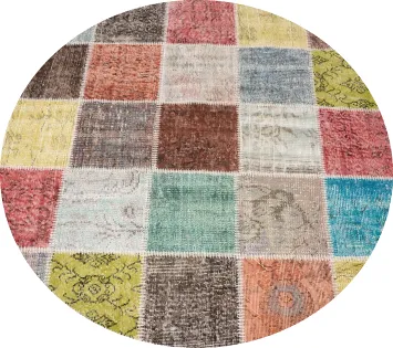 Distressed Modern Patchwork Round Area Rug 5x5