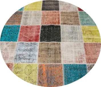 Patchwork Round Area Rug 5x5 Infuse Color into Any Room Effortlessly