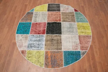 Patchwork Round Area Rug 5x5 Infuse Color into Any Room Effortlessly