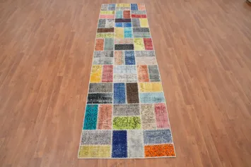 Handcrafted Patchwork Runner Rug 3x10 with Bold Colorful Designs